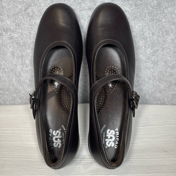 SAS NWOT Maria Comfort Mary Jane Buckle Flats Shoes-Brown Leather-Women 8 Narrow - Picture 10 of 10